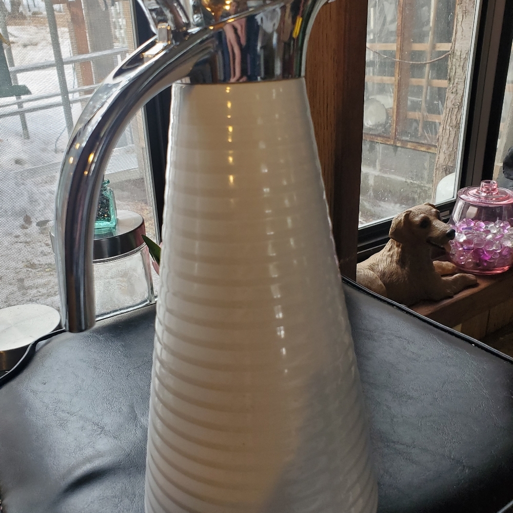 Vintage Coffee Carafe Balduzzi Art Deco inspired, tapered wavy White and Silver